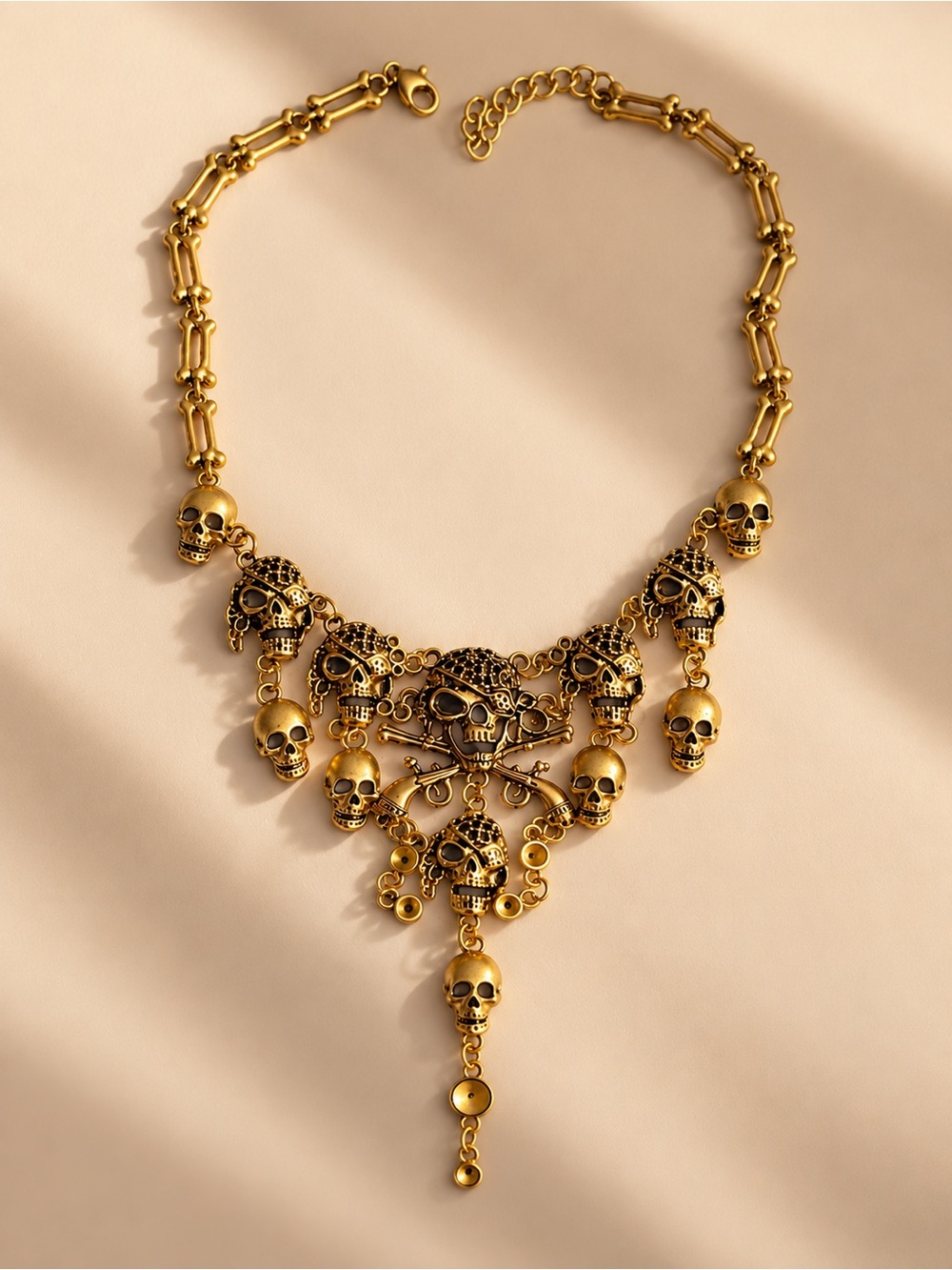 Gold Skull Statement Necklace
